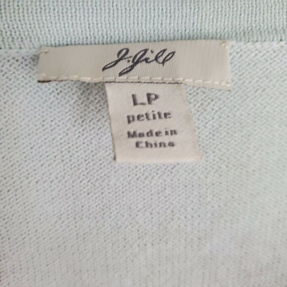 J Jill Wrap Front Floral Long Sleeve Blue Sweater Womens Size LP Large Petite... - Picture 5 of 8